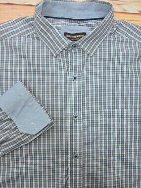 Johnston & Murphy Mens Plaid Button-Down Shirt Large